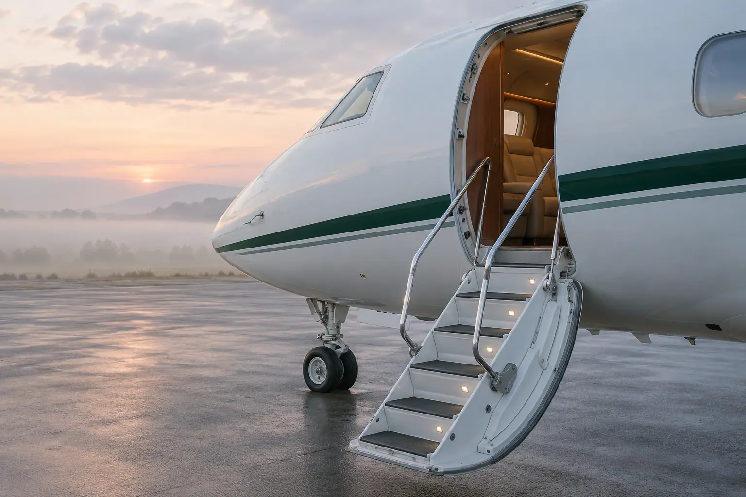 Open airstair of a private jet