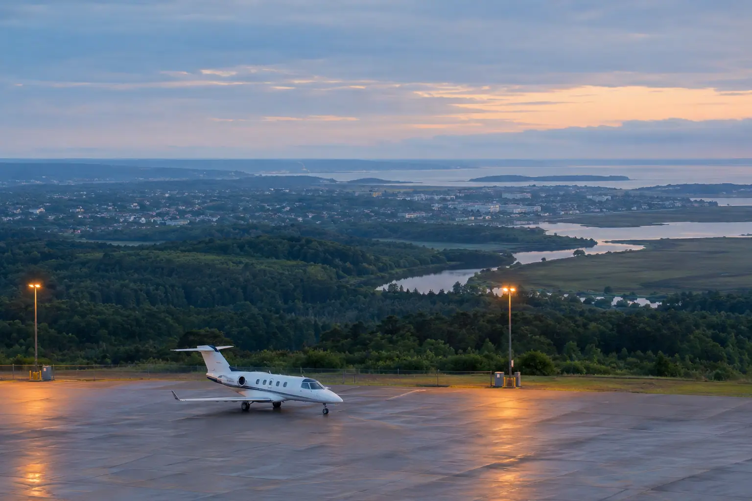 Light jet waiting on an empty ramp