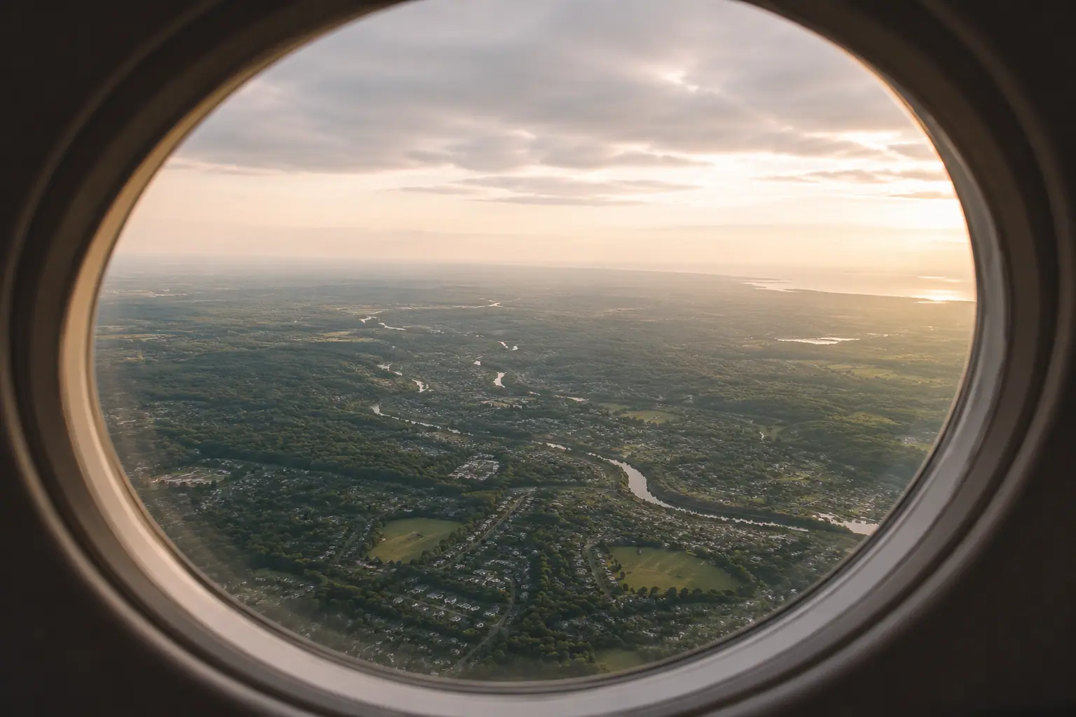 the US area from a private jet window