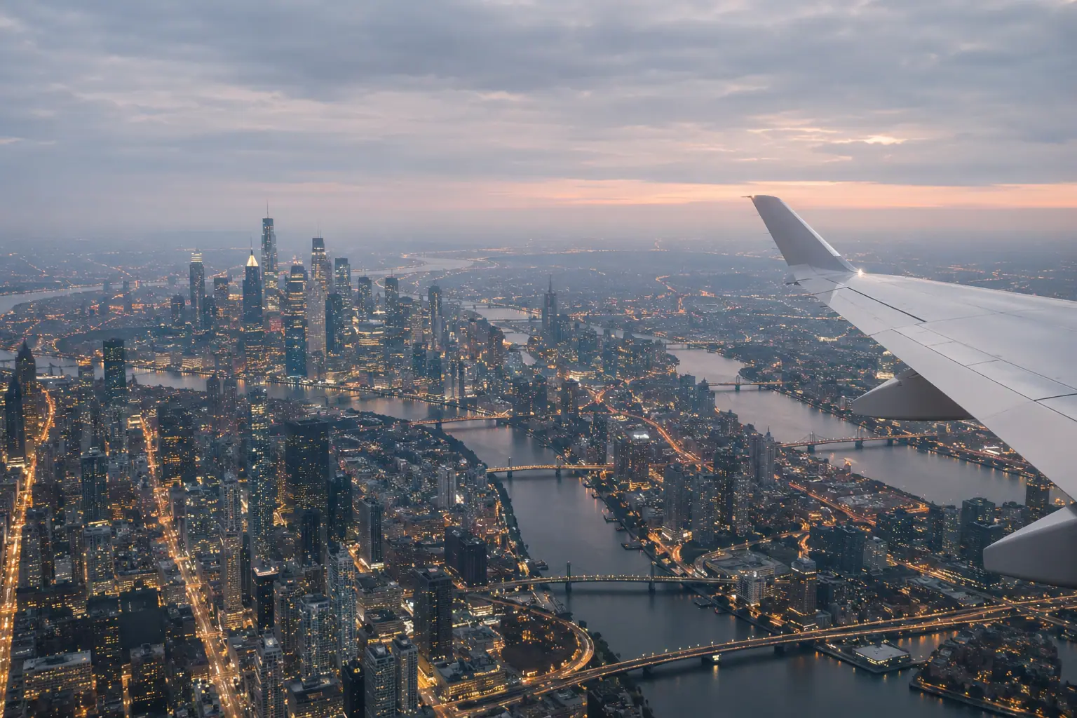the US lights seen from a private jet